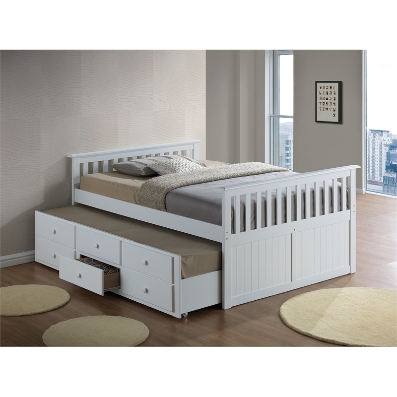 Storkcraft Marco Island Full Captain's Bed with Twin Trundle in White