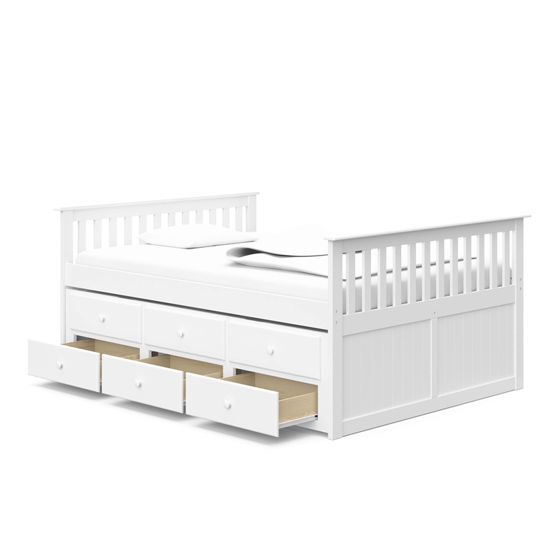 Storkcraft Marco Island Full Captain's Bed with Twin Trundle in White