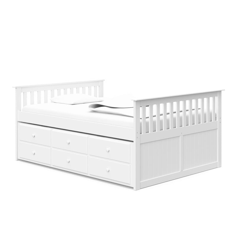 Storkcraft Marco Island Full Captain's Bed with Twin Trundle in White