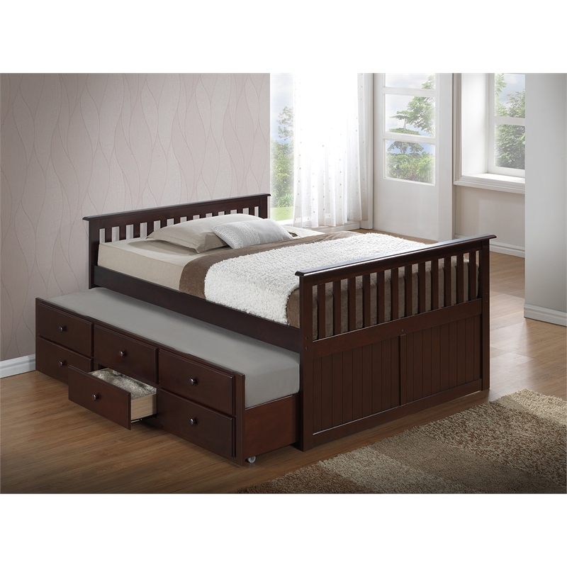 Storkcraft Marco Island Full Captain's Bed with Twin Trundle in Espresso
