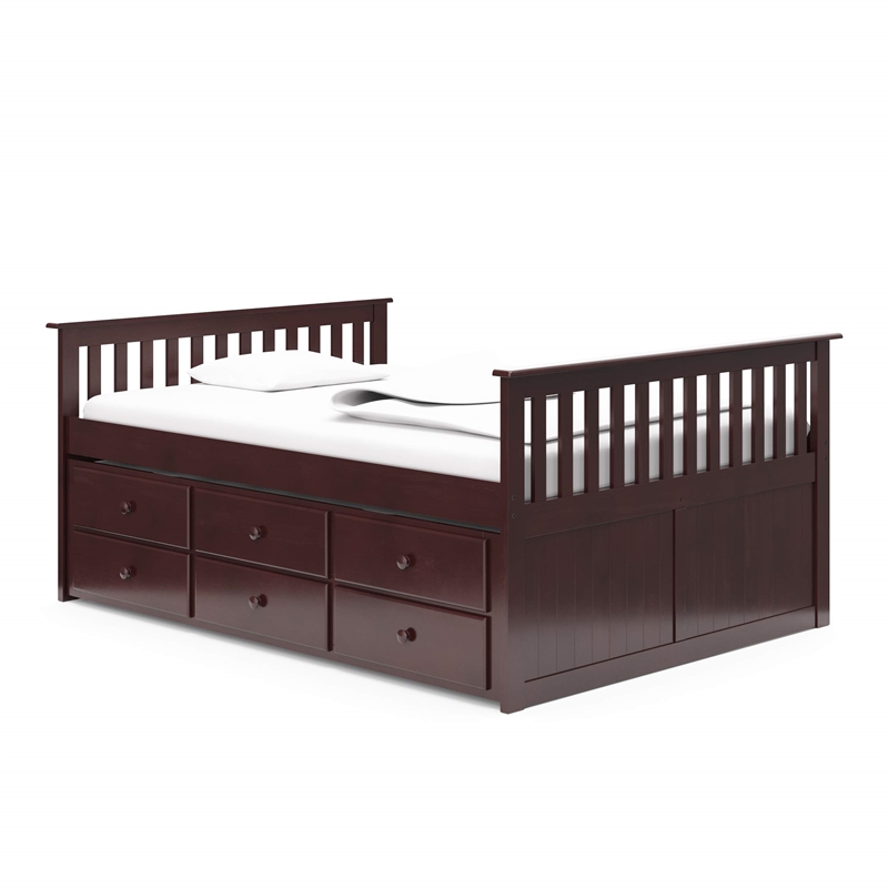 Storkcraft Marco Island Full Captain's Bed with Twin Trundle in Espresso