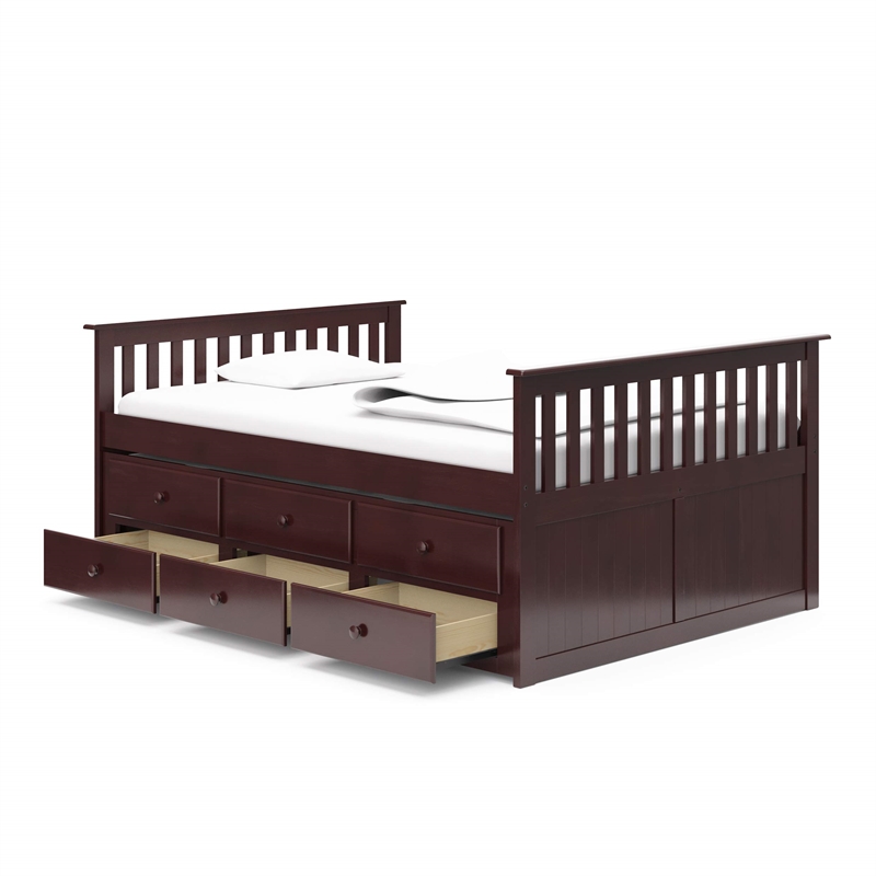 Storkcraft Marco Island Full Captain's Bed with Twin Trundle in Gray