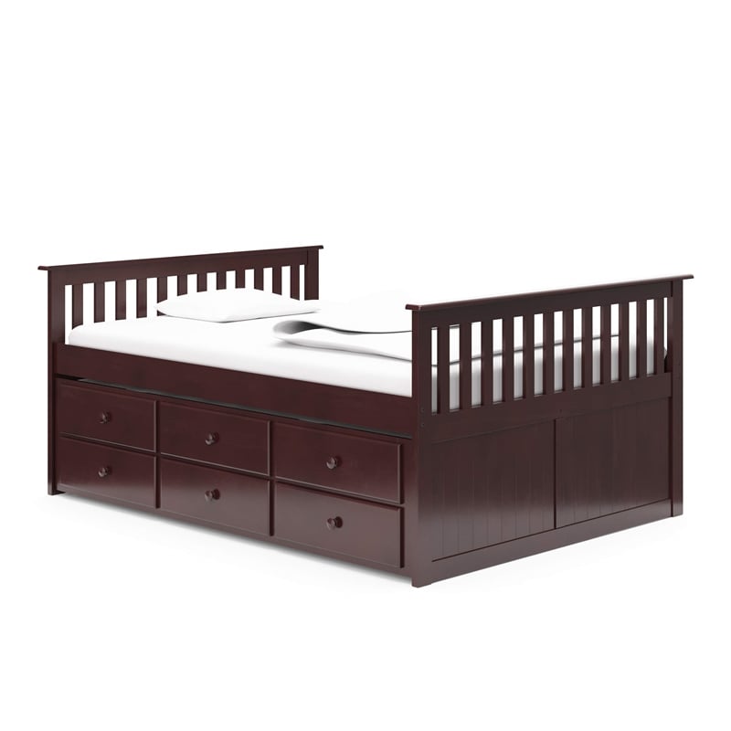 Storkcraft Marco Island Full Captain's Bed with Twin Trundle in Gray