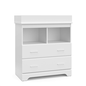 Stork Craft USA Brookside 2-Drawer Engineered Wood Changing Chest in White