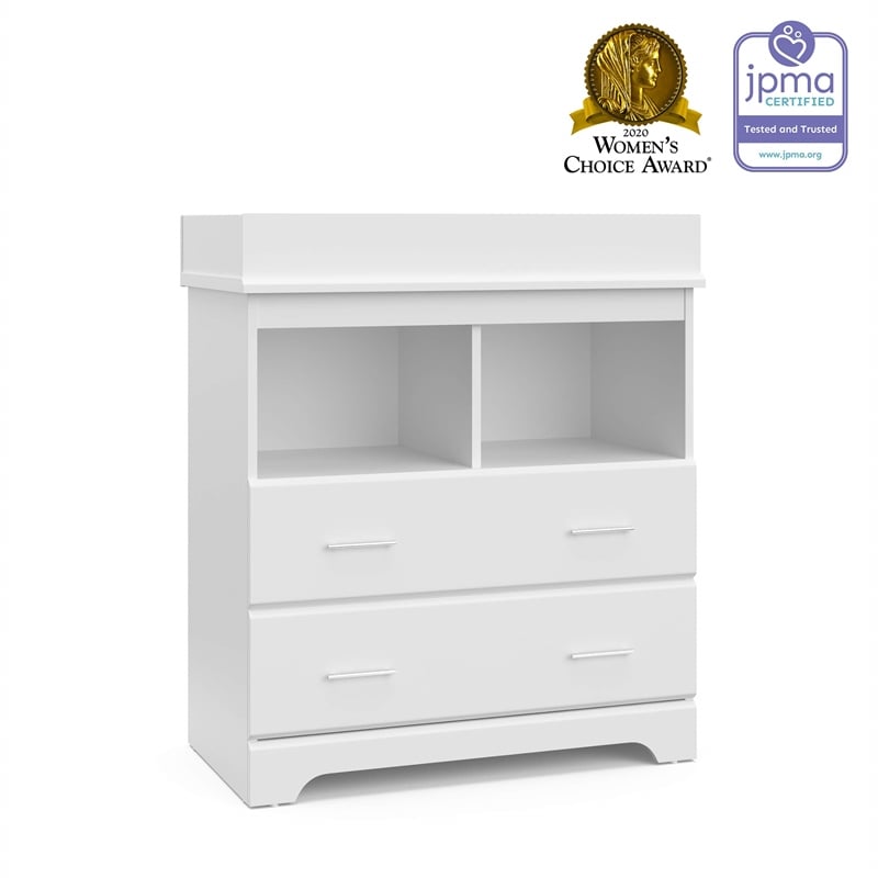 Stork Craft USA Brookside 2-Drawer Engineered Wood Changing Chest in White