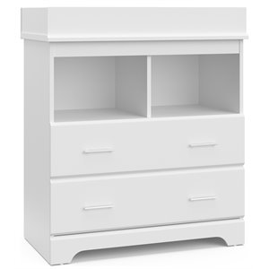 stork craft usa brookside 2-drawer engineered wood changing chest in white
