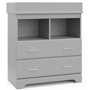stork craft usa brookside 2-drawer engineered wood changing chest in pebble gray