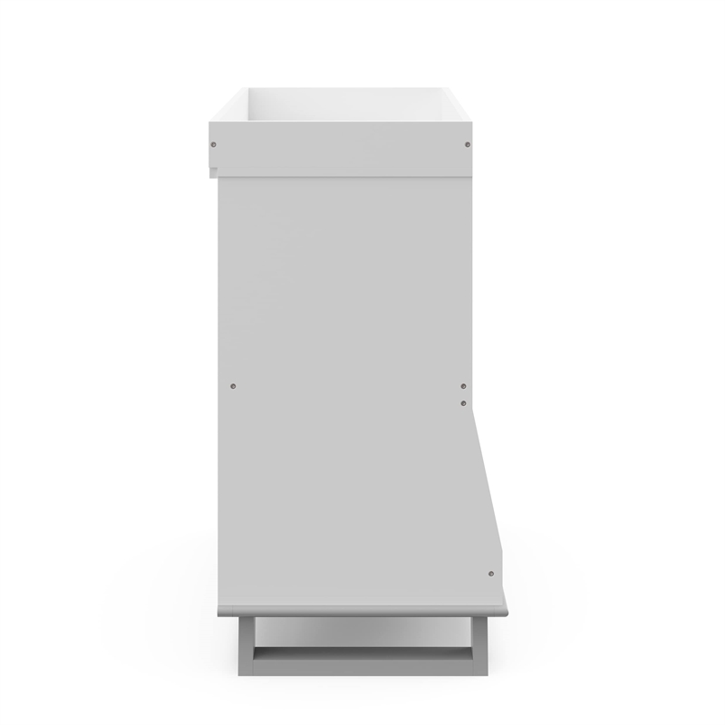 Stork Craft USA Wood Changing Table with Storage and Topper in White/Gray