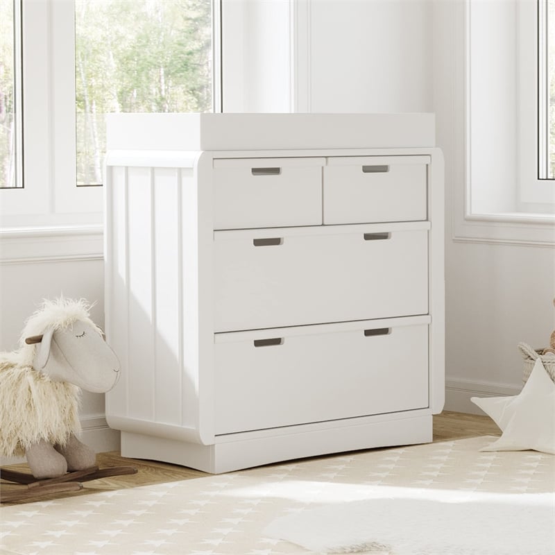 Stork Craft USA Skye 3-Drawer Wood Chest with Changing Topper in White