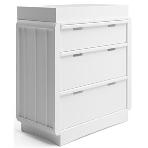 stork craft usa skye 3-drawer wood chest with changing topper in white