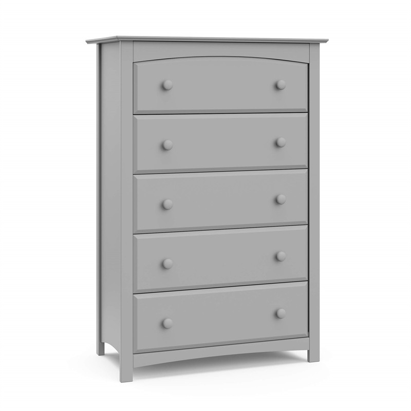Stork Craft USA Kenton 5-Drawer Wood Dresser in Pebble Gray Finish