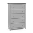 Stork Craft USA Kenton 5-Drawer Wood Dresser in Pebble Gray Finish