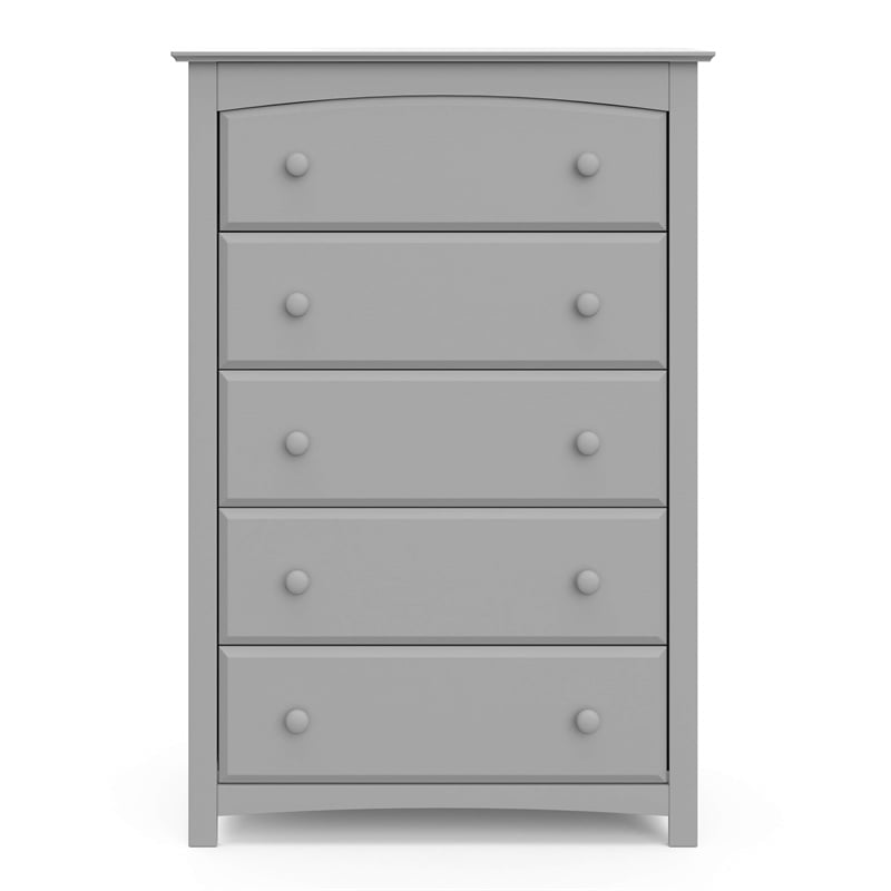 Stork Craft USA Kenton 5-Drawer Wood Dresser in Pebble Gray Finish