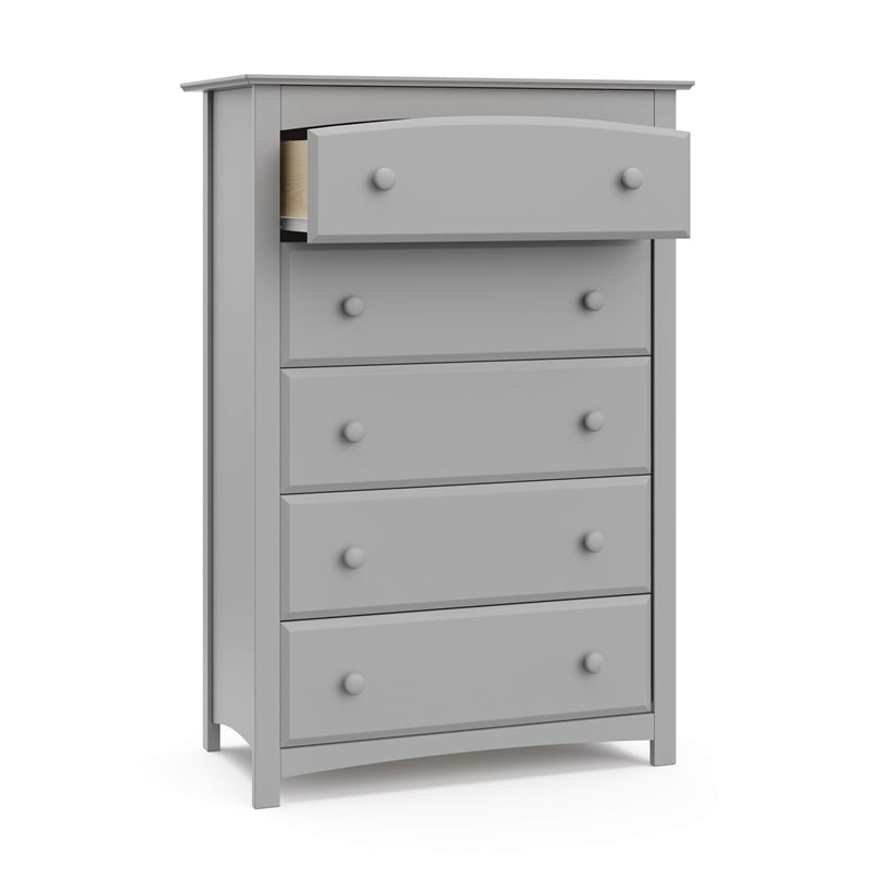 Stork Craft USA Kenton 5-Drawer Wood Dresser in Pebble Gray Finish