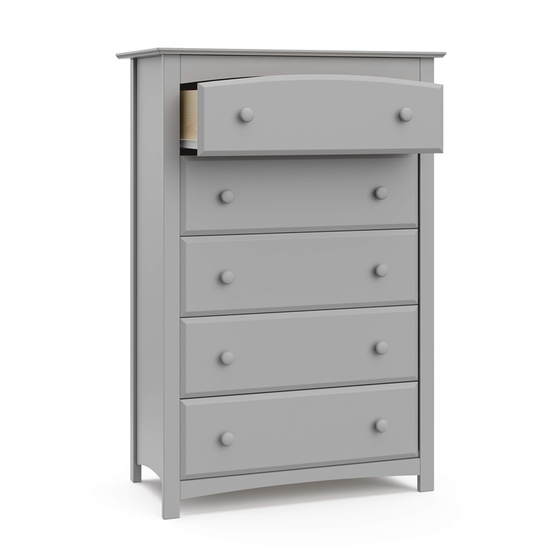 Stork Craft USA Kenton 5-Drawer Wood Dresser in Pebble Gray Finish