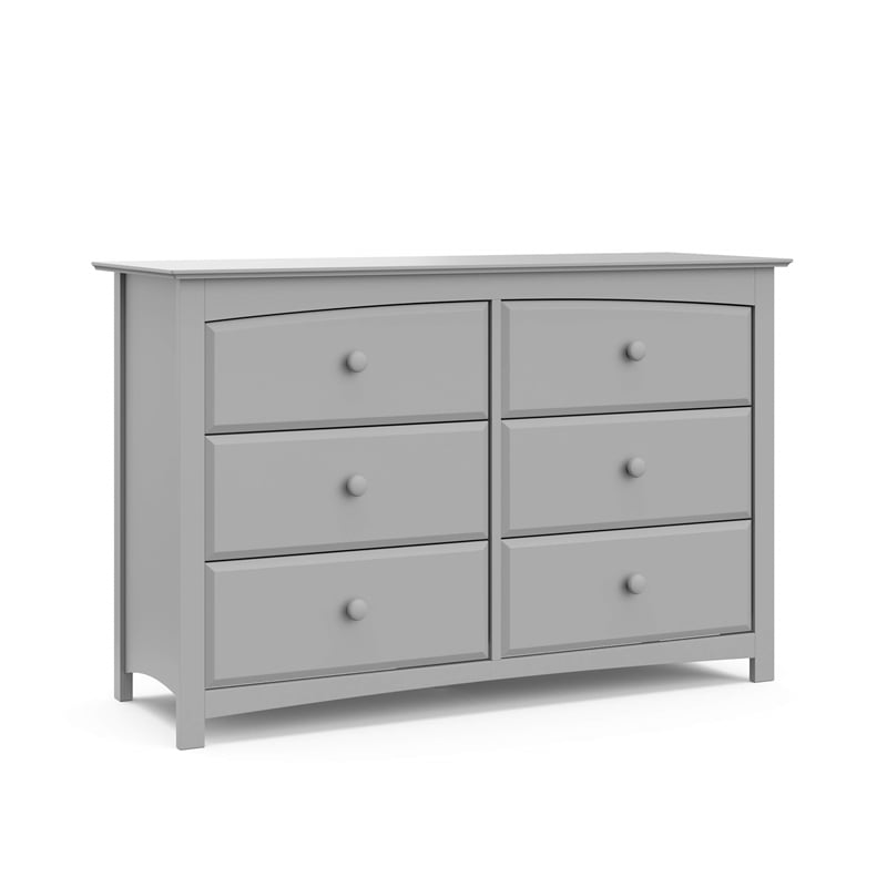 Stork Craft USA Kenton 6-Drawer Wood Double Dresser in Pebble Gray