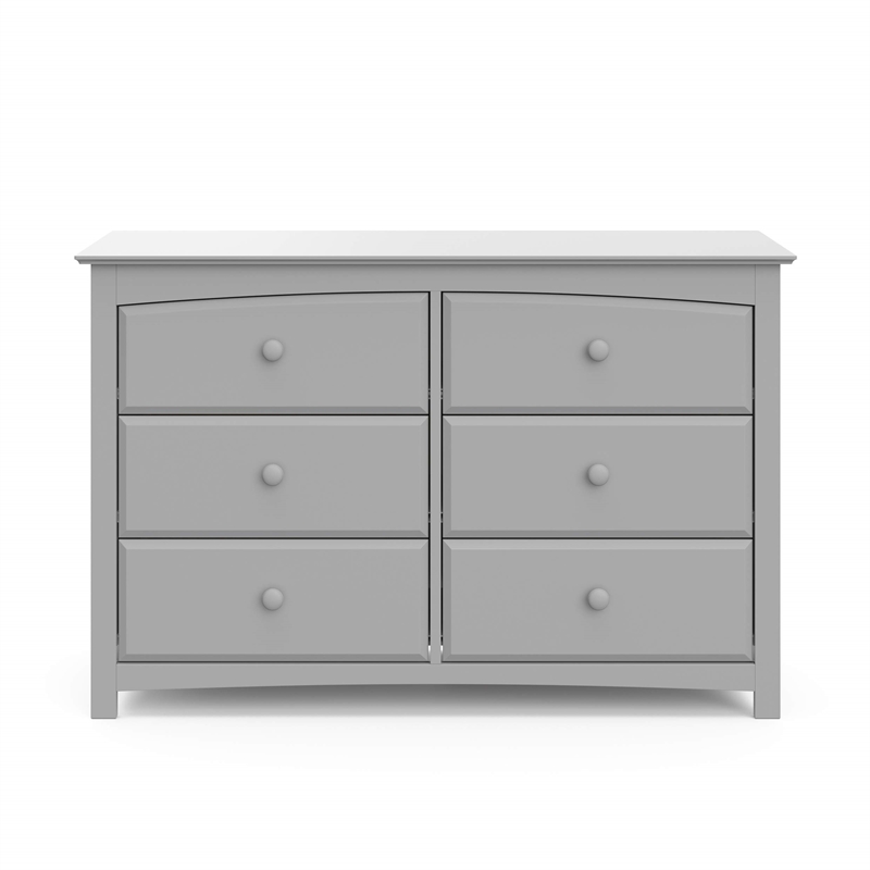 Stork Craft USA Kenton 6-Drawer Wood Double Dresser in Pebble Gray