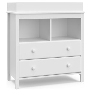 storkcraft alpine 2 drawer changing table dresser white