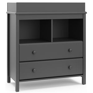 stork craft usa alpine 2-drawer engineered wood changing chest in gray