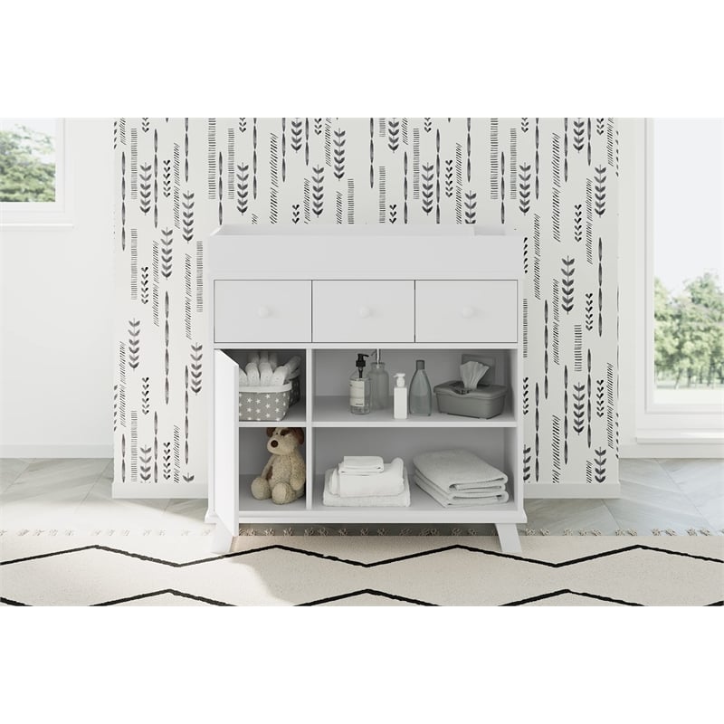Stork Craft USA Engineered Wood Nursery Changing Table Dresser in White