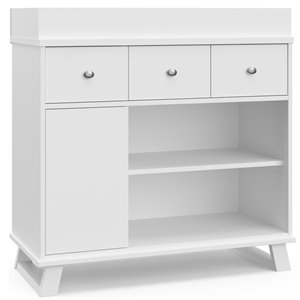 stork craft usa engineered wood nursery changing table dresser in white