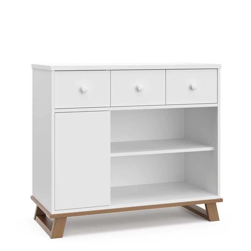 Stork Craft USA Engineered Wood Nursery Changing Table Dresser - Driftwood/White