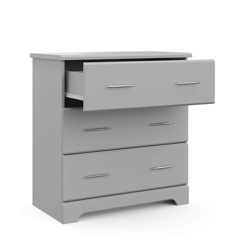 Stork Craft USA Brookside 3-Drawer Engineered Wood Chest in Pebble Gray