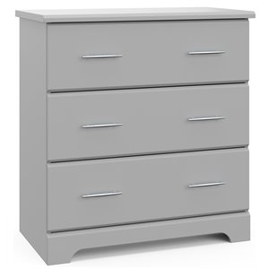 stork craft usa brookside 3-drawer engineered wood chest in pebble gray