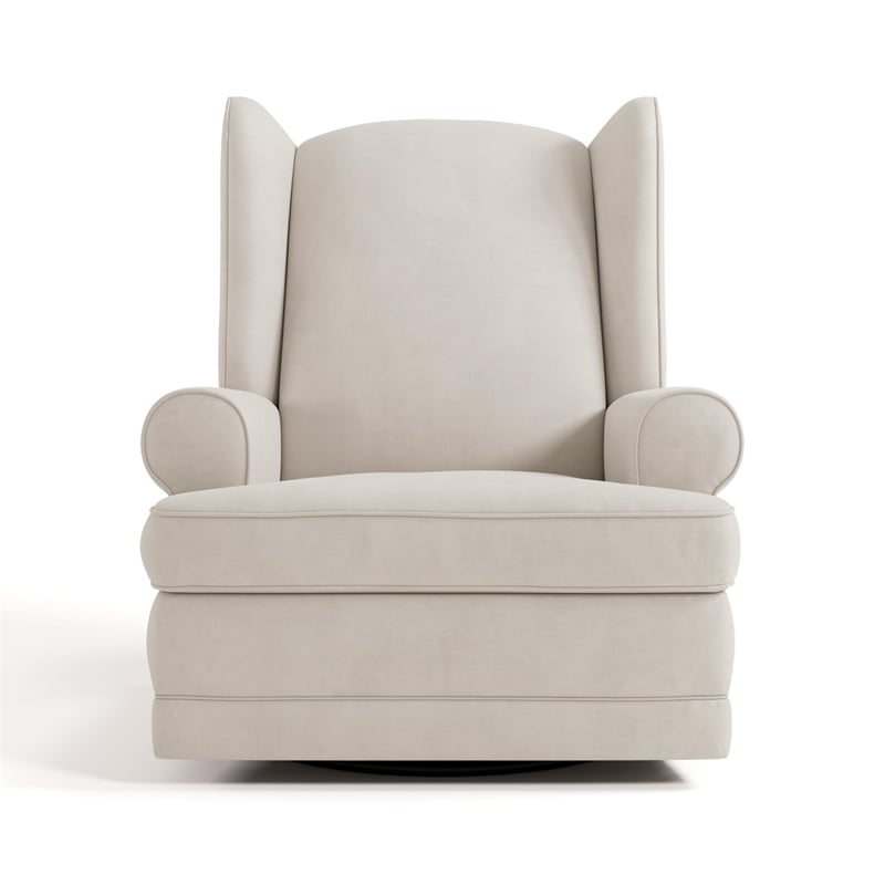 Stork Craft USA Serenity Metal and Polyurethane Wingback Recline Glider in Beige