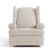 Stork Craft USA Serenity Metal and Polyurethane Wingback Recline Glider in Beige