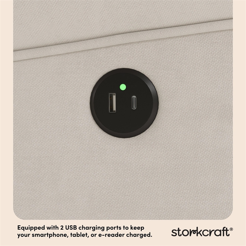 Stork Craft USA Serenity Metal and Polyurethane Wingback Recline Glider in Beige