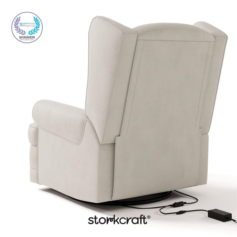 Stork Craft USA Serenity Metal and Polyurethane Wingback Recline Glider in Beige