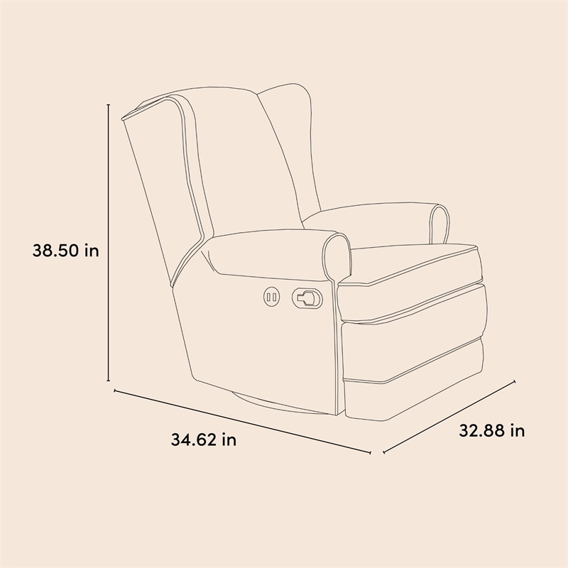 Stork Craft USA Serenity Metal and Polyurethane Wingback Recline Glider in Gray