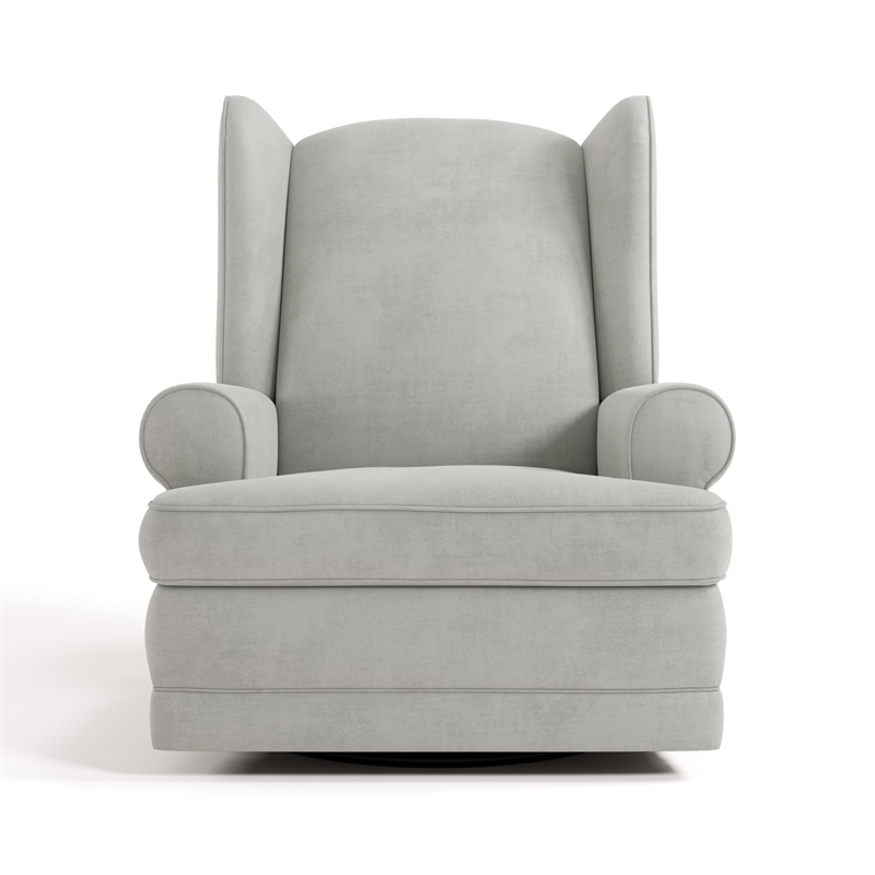 Stork Craft USA Serenity Metal and Polyurethane Wingback Recline Glider in Gray