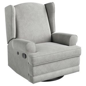 stork craft usa serenity metal and polyurethane wingback recline glider in gray