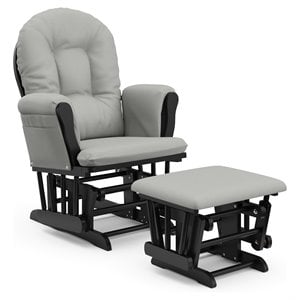 stork craft usa hoop wood and fabric glider and ottoman in black and gray