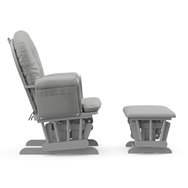 Stork Craft USA Hoop Wood and Fabric Glider and Ottoman in Pebble Gray