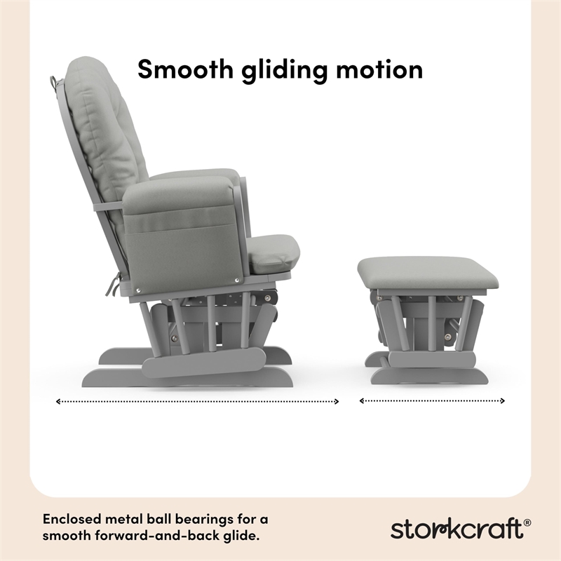 Stork Craft USA Hoop Wood and Fabric Glider and Ottoman in Pebble Gray