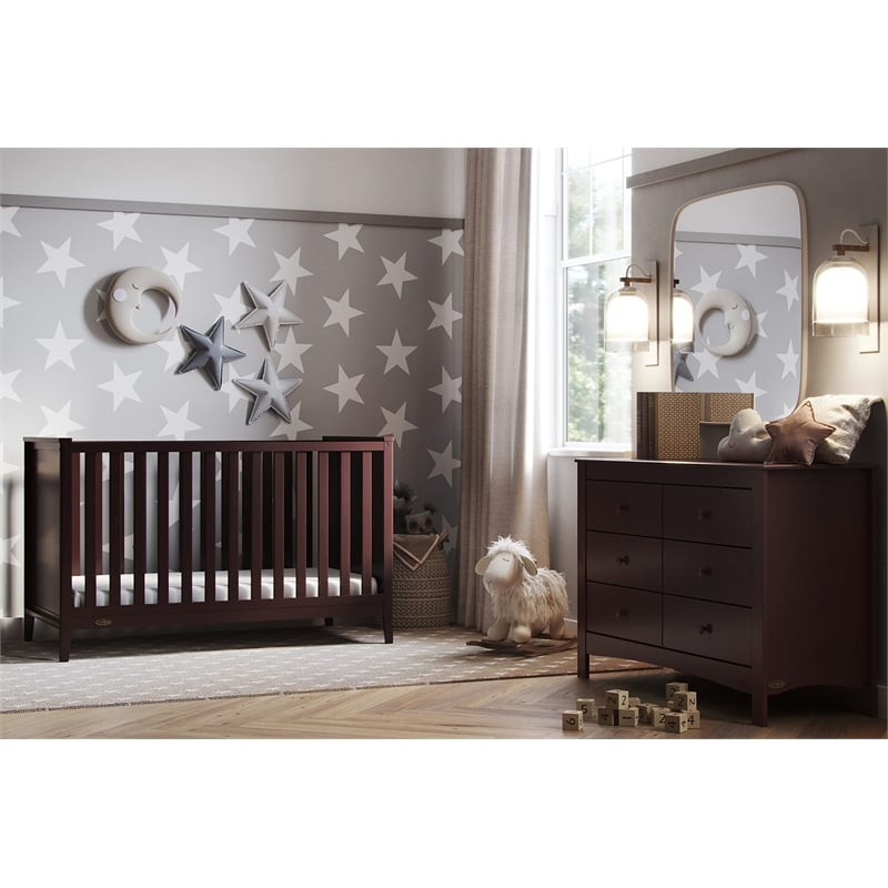 Stork Craft USA Graco Melbourne Wood 3-in-1 Convertible Crib in Espresso