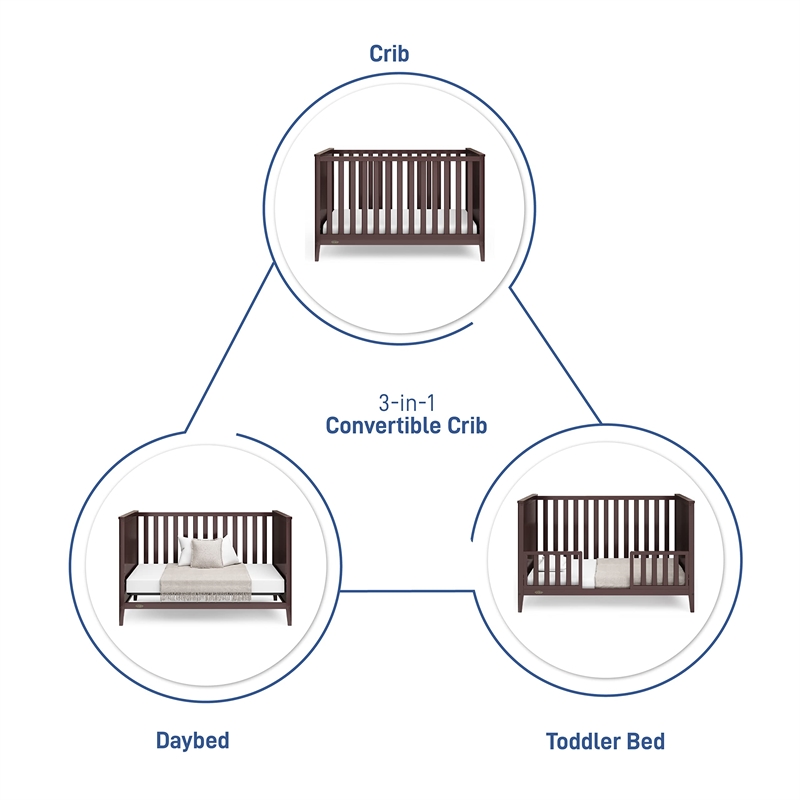 Stork Craft USA Graco Melbourne Wood 3-in-1 Convertible Crib in Espresso