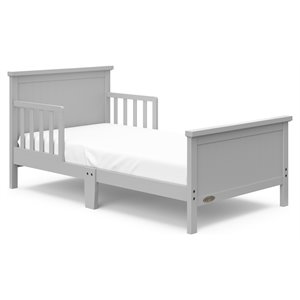 stork craft usa graco bailey wood toddler bed in pebble gray finish