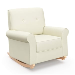 Stork Craft USA Graco Harper Wood and Tufted Fabric Convertible Rocker in Cream