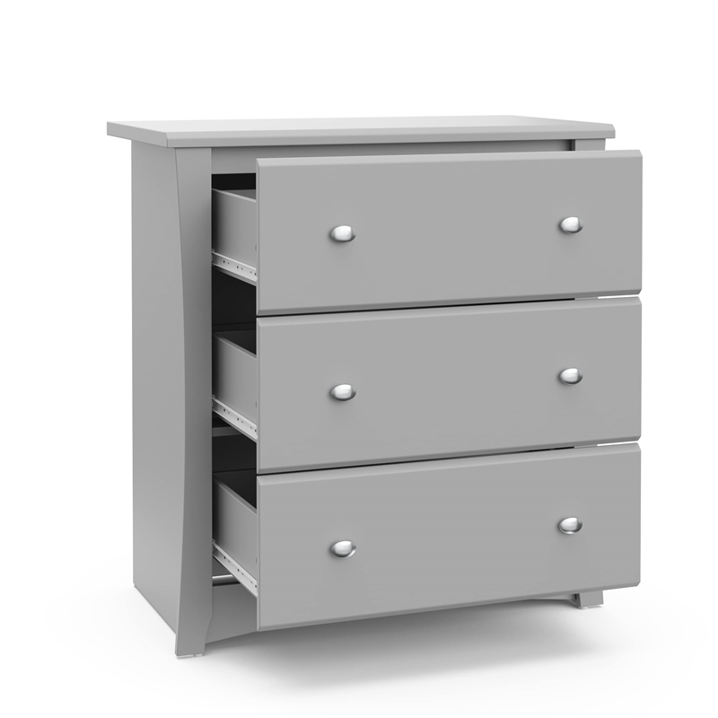 Stork Craft USA Crescent 3-Drawer Engineered Wood Chest in Pebble Gray