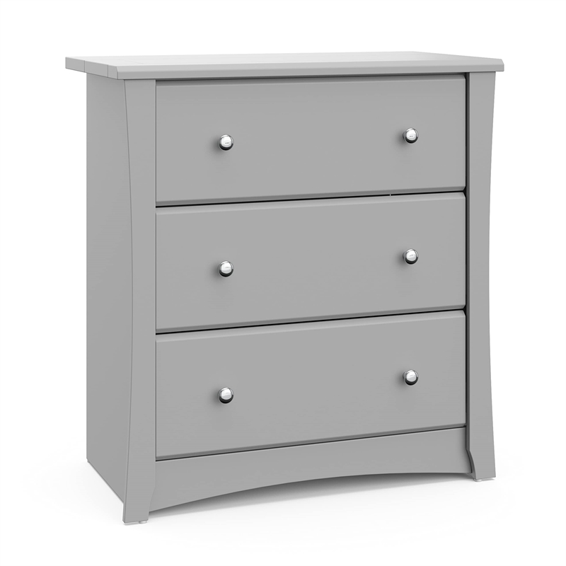 Stork Craft USA Crescent 3-Drawer Engineered Wood Chest in Pebble Gray