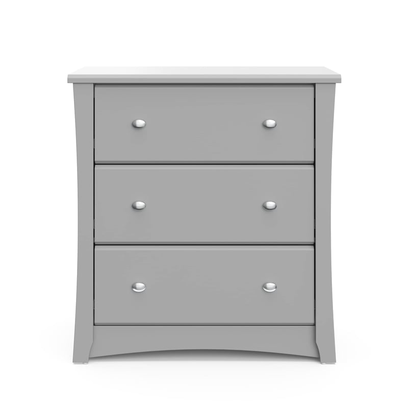 Stork Craft USA Crescent 3-Drawer Engineered Wood Chest in Pebble Gray