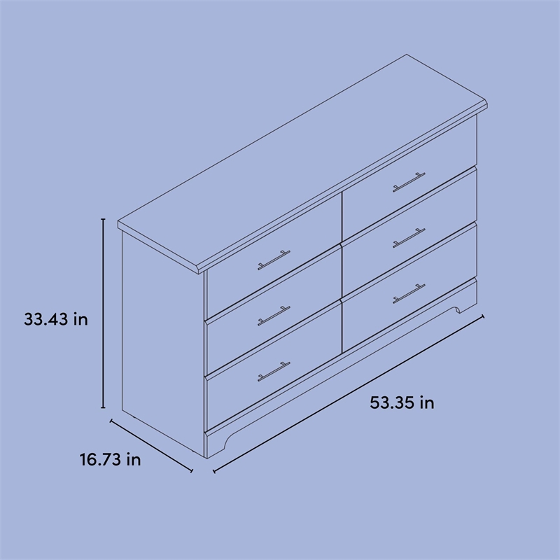 Stork Craft USA Brookside 6-Drawer Engineered Wood Double Dresser in Pebble Gray