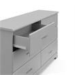 Stork Craft USA Brookside 6-Drawer Engineered Wood Double Dresser in Pebble Gray