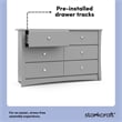 Stork Craft USA Crescent 6-Drawer Engineered Wood Double Dresser in Pebble Gray