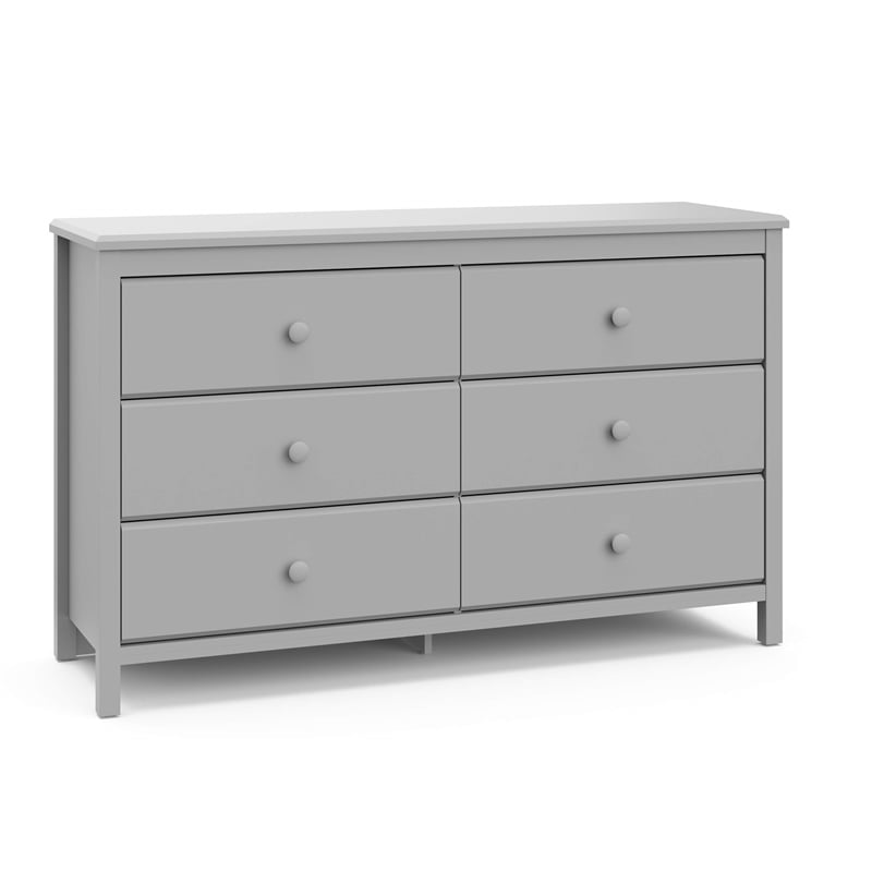 Stork Craft USA Alpine 6-Drawer Engineered Wood Double Dresser in Pebble Gray