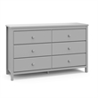 Stork Craft USA Alpine 6-Drawer Engineered Wood Double Dresser in Pebble Gray